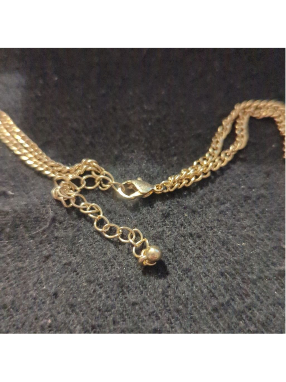 Gold Tone Clear Rhinestone Chunky Chain Link Statement Necklace - Picture 3 of 4